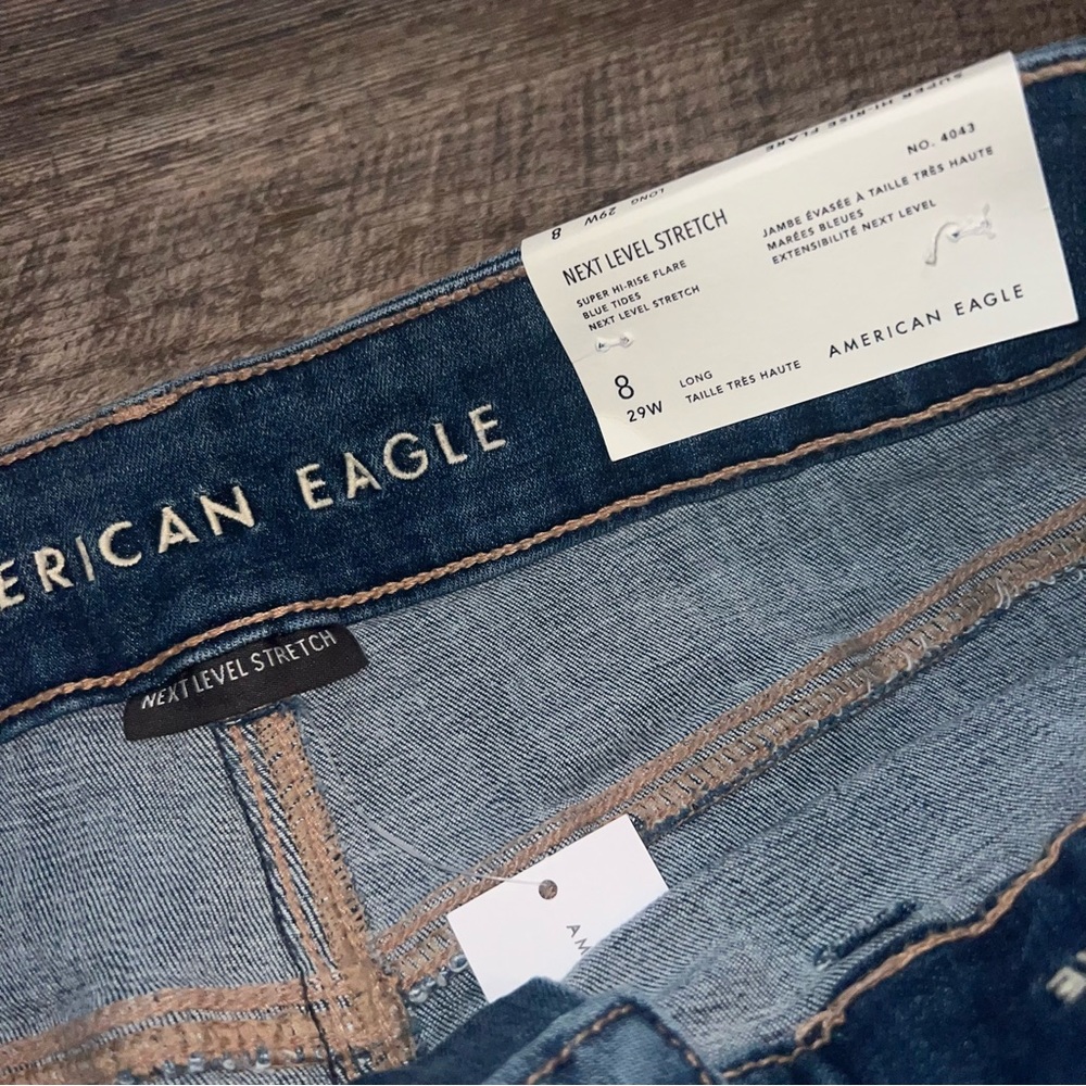 American Eagle next level stretch super hi rise flare jeans 8 long NWT - Picture 4 of 9